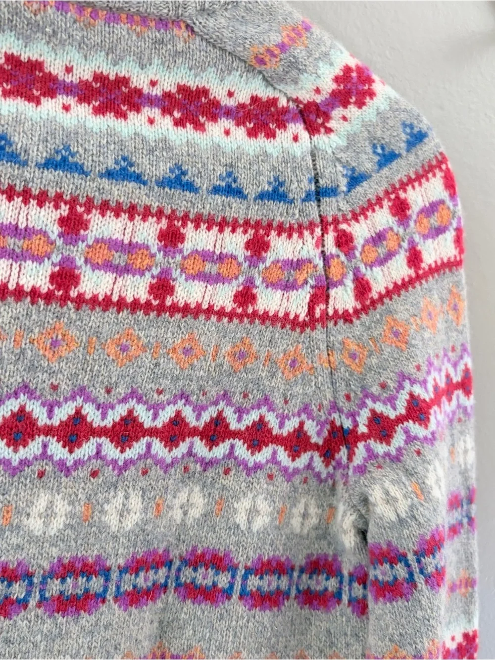 J.Crew Wool Fair Isle Sweater Crewneck Long Sleeve Grey Multicolor XS